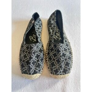 Brighton Avila Black Patterned Fabric‎ Espadrilles Flats SZ 6